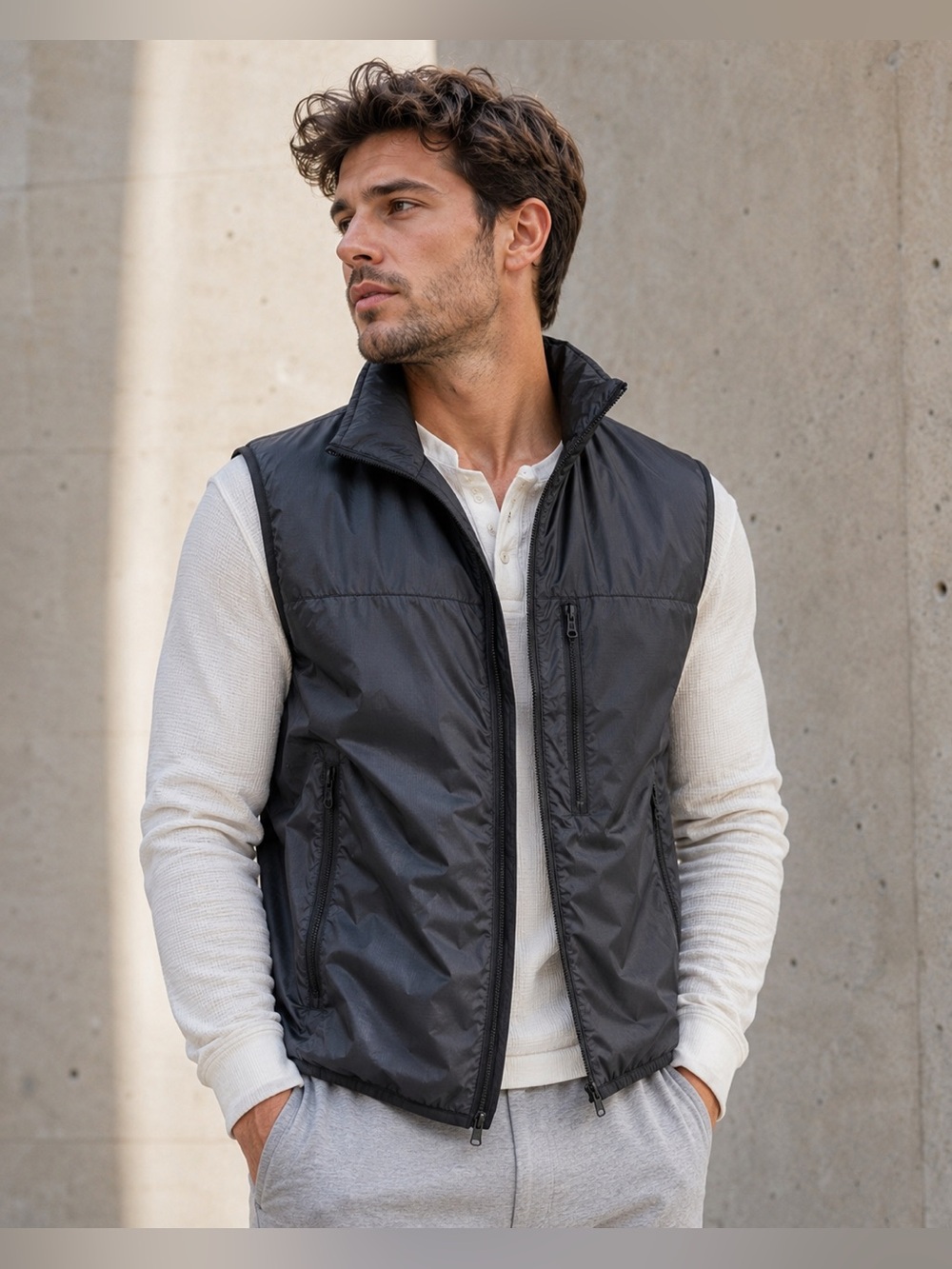 H&M Windproof Water Repellent Utility Vest Men's Large Black